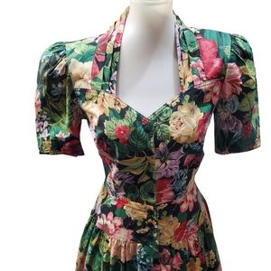 Garden Tea Party Fit and Flare Heart Shape Midi fit and flare Dress